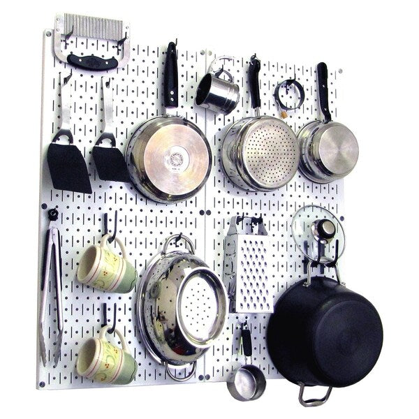Commercial Kitchen Pegboard Rack, White/Black