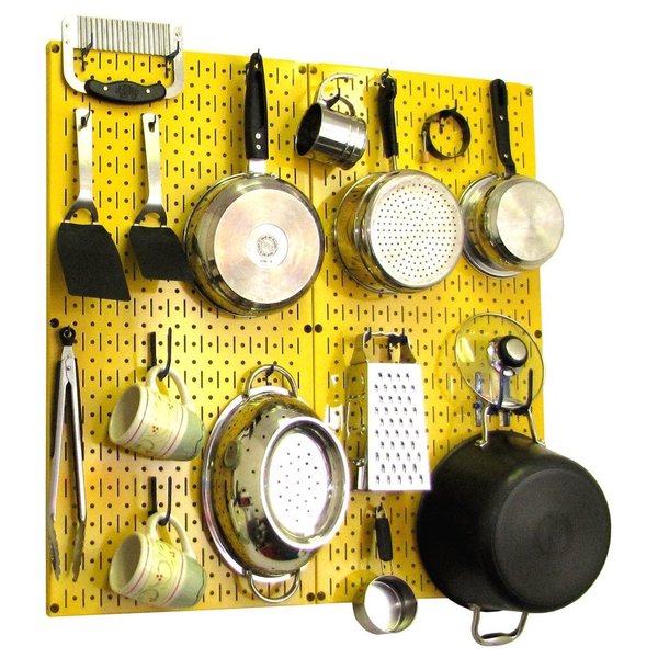 Commercial Kitchen Pegboard Rack, Yellow/Blue