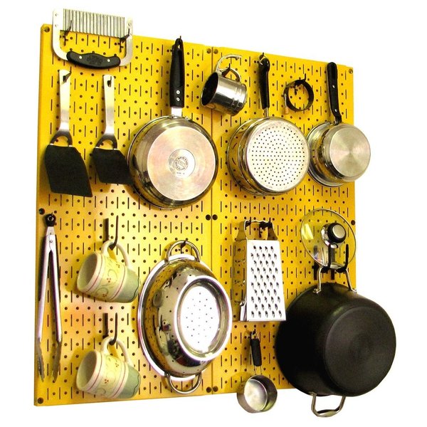 Commercial Kitchen Pegboard Rack, Yellow/Black