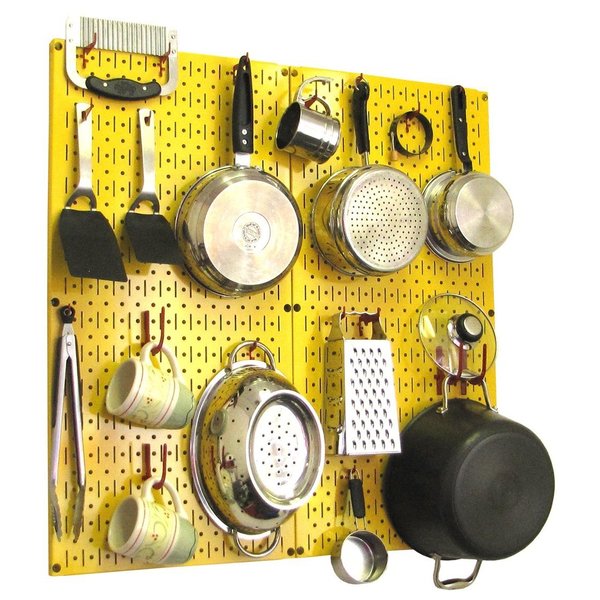 Commercial Kitchen Pegboard Rack, Yellow/Red
