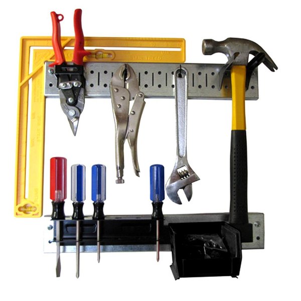 Industrial Pegboard Tool Strip Rail Kit with Hooks