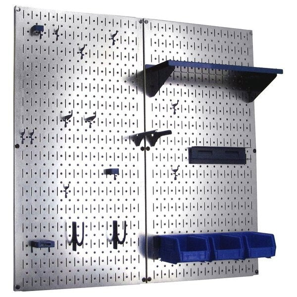 Industrial Pegboard Utility Kit, Galvanized and Blue