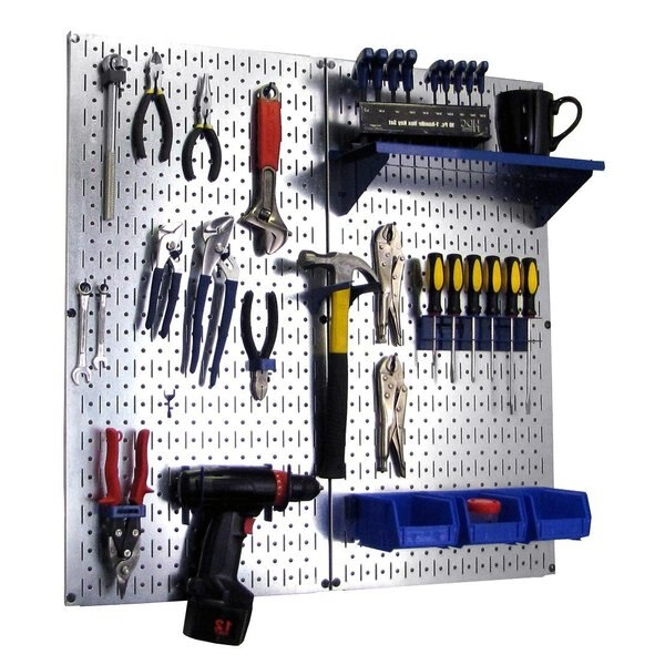 Industrial Pegboard Utility Kit, Galvanized and Blue