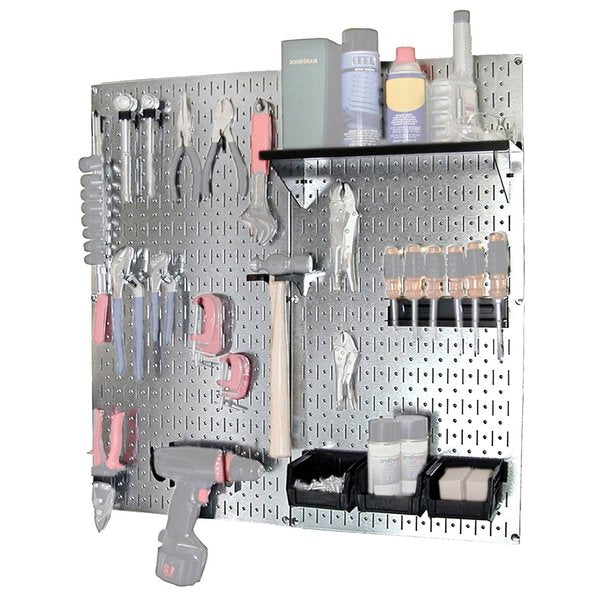 Industrial Pegboard Utility Kit, Galvanized and Black