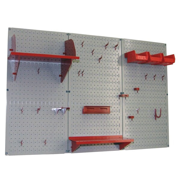 Standard Industrial Pegboard Kit, Grey/Red