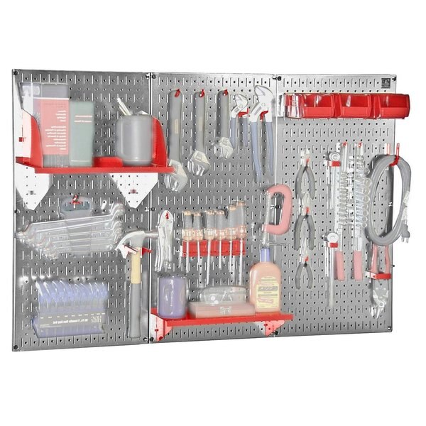 Standard Industrial Pegboard Kit, Galv/Red