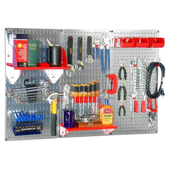 Standard Industrial Pegboard Kit, Galv/Red