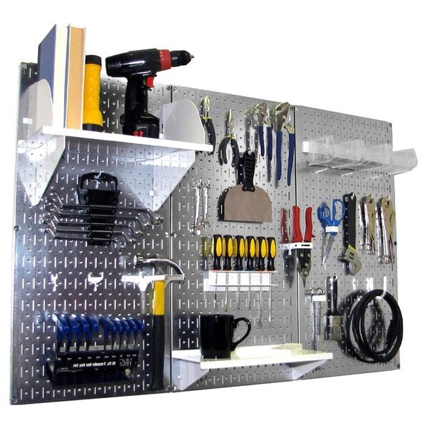 Standard Industrial Pegboard Kit, Galv/White