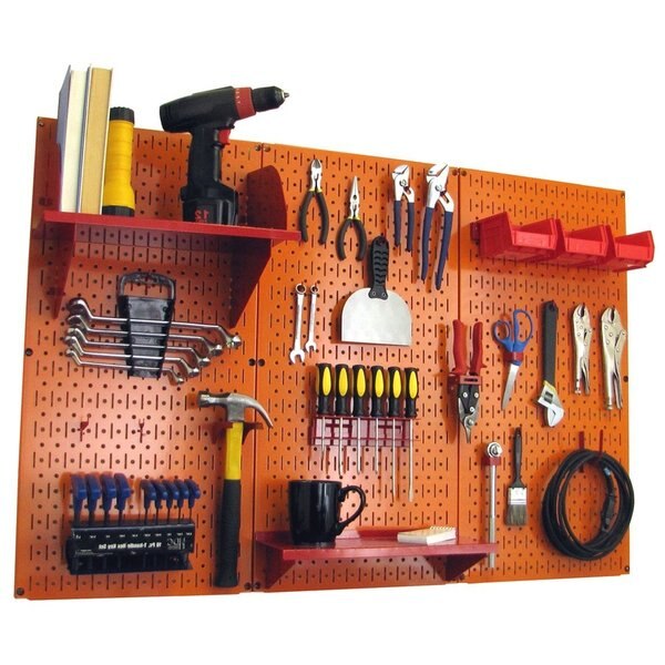 Standard Industrial Pegboard Kit, Orange/Red