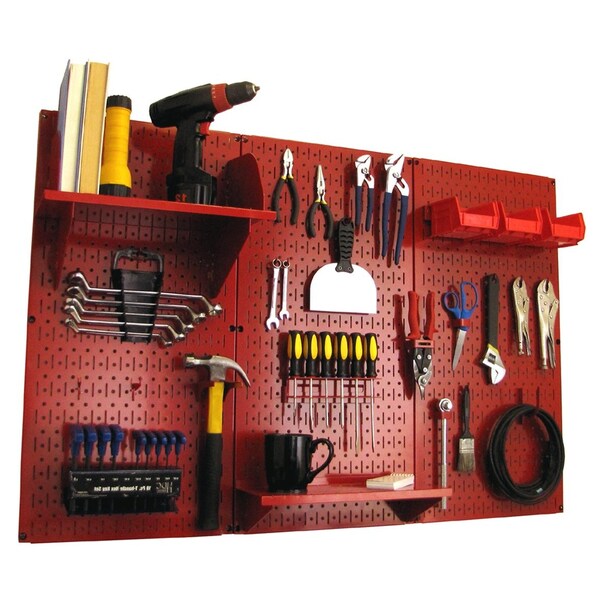 Standard Industrial Pegboard Kit, Red/Red
