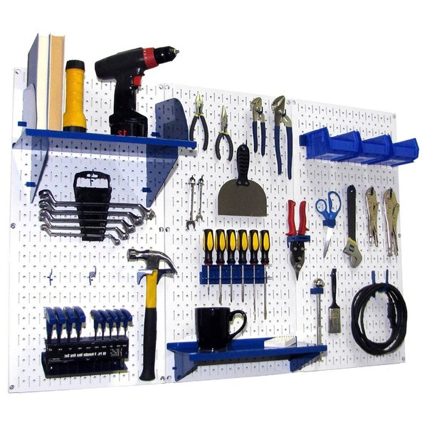 Standard Industrial Pegboard Kit, White/Blue