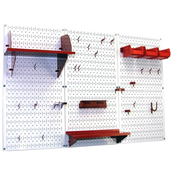 Standard Industrial Pegboard Kit, White/Red