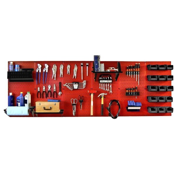 Expanded Industrial Pegboard Kit, Red/Black