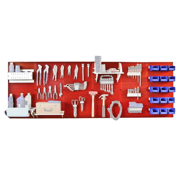 Expanded Industrial Pegboard Kit, Red/White
