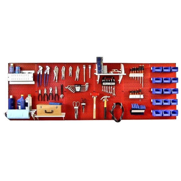 Expanded Industrial Pegboard Kit, Red/White