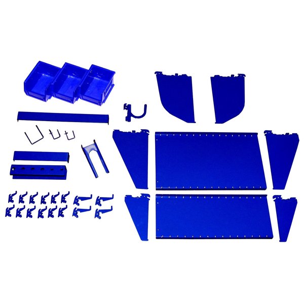 Workstation Slotted Accessory Kit, Blue Peg Hooks
