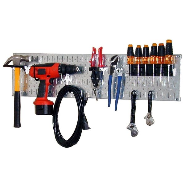 Industrial Steel Pegboard Starter Rack with Hooks