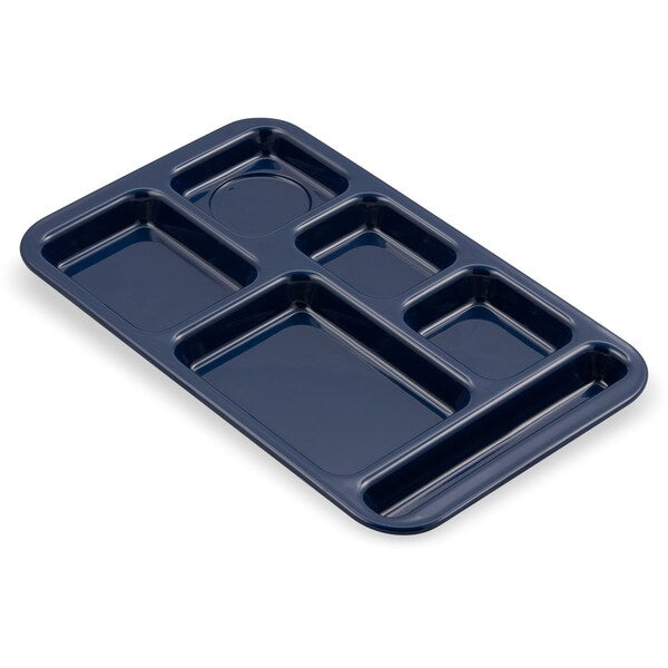 Rt Hand 6-Comp Melamine Tray, Dk Blu, PK12