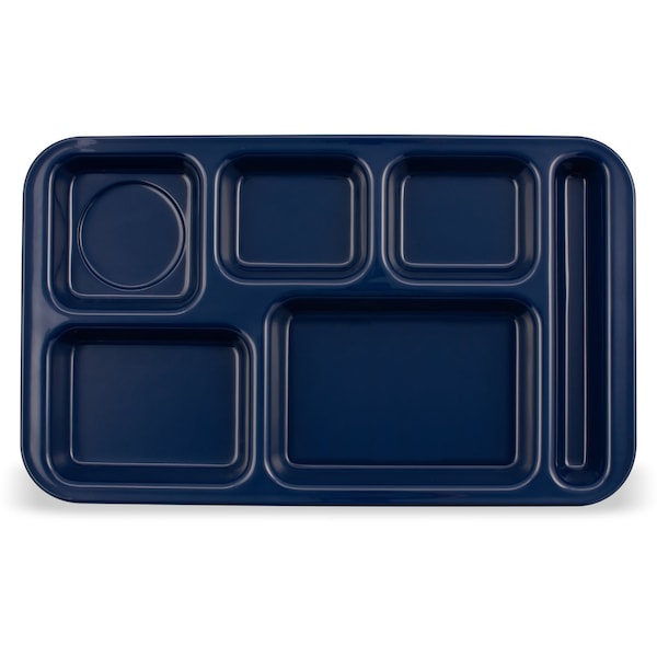 Rt Hand 6-Comp Melamine Tray, Dk Blu, PK12