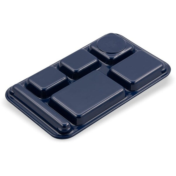 Rt Hand 6-Comp Melamine Tray, Dk Blu, PK12