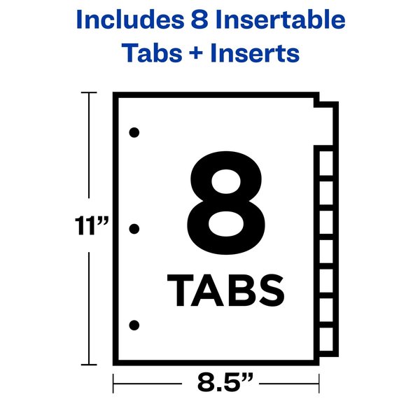AveryÂ® Big Tabâ¢ Insertable Dividers 11112, Buff Paper, 8 Clear Tabs, 1 Set