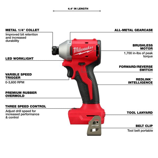 M18 Compact Brushless 1/4 Hex 3-Speed Impact Driver (Tool Only)