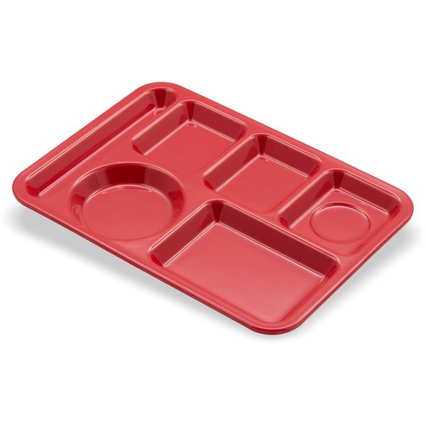 Lt Hand Hvy Wt, 6-Comp Tray, Red, PK12