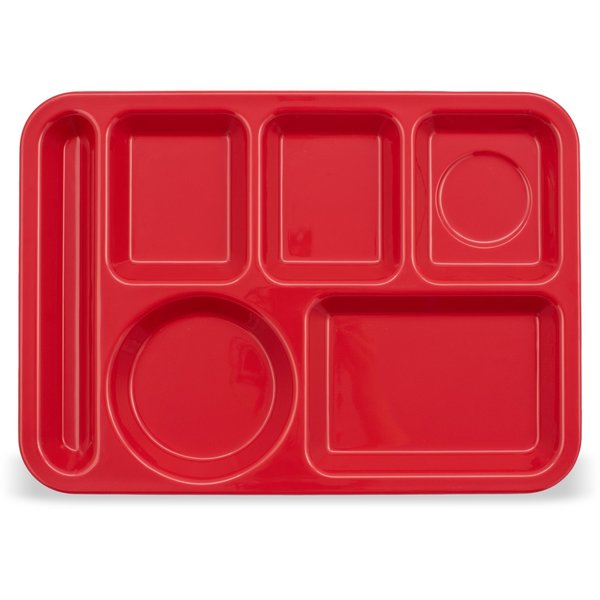 Lt Hand Hvy Wt, 6-Comp Tray, Red, PK12
