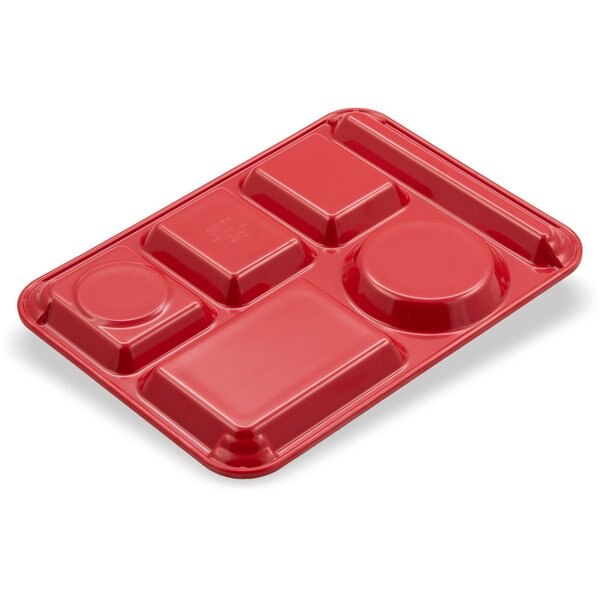 Lt Hand Hvy Wt, 6-Comp Tray, Red, PK12