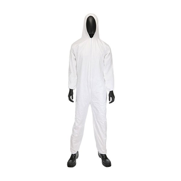 Elastic Coveralls, White Hooded, 4XL, PK25