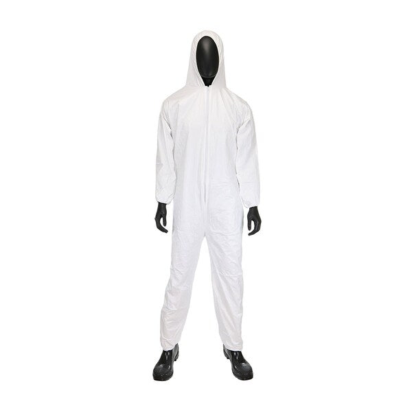 Elastic Coveralls, White Hooded, 3XL, PK25