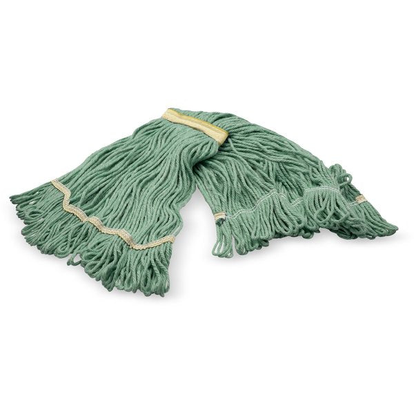 Small Looped End Mop, Green W/ Yellow Band, 369411B09