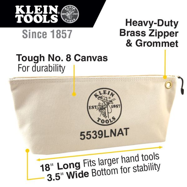 Canvas Bag with Zipper, Large Natural, No. 8 Canvas, Natural, 8