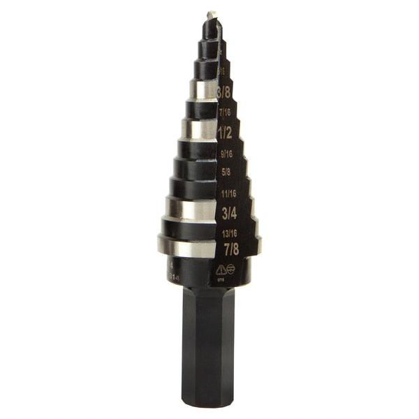 Step Drill Bit #14 Double-Fluted, 3/16 to 7/8-Inch