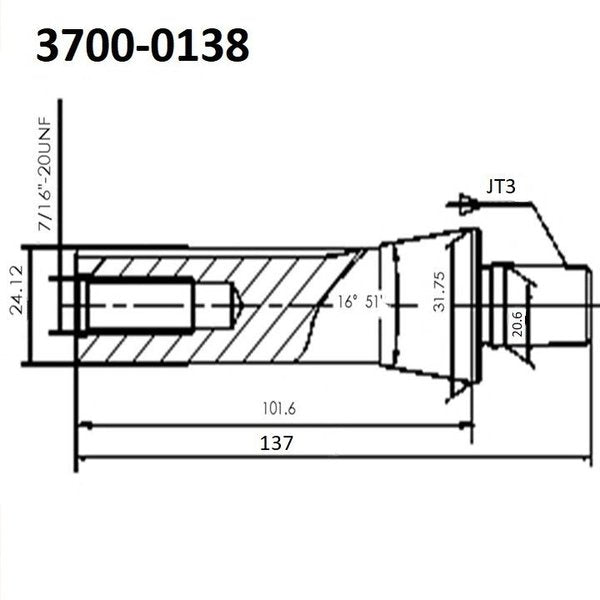 R8 To JT3 Drill Chuck Arbor