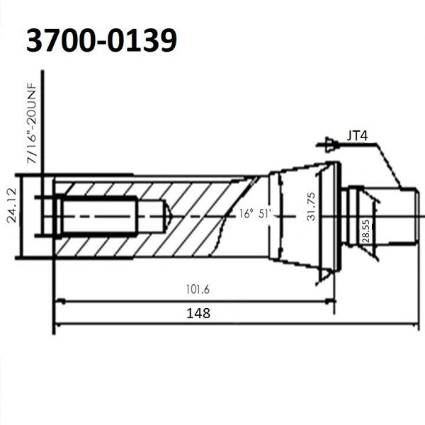 R8 To JT4 Drill Chuck Arbor