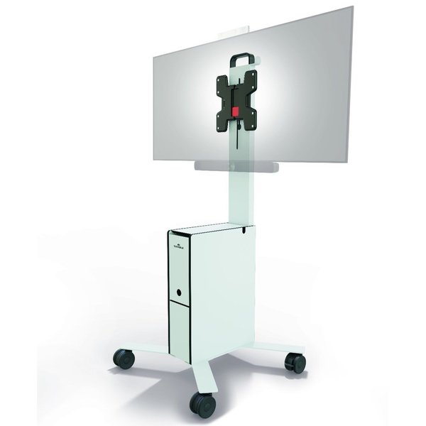 Mobile TV Cart Coworkstation, White