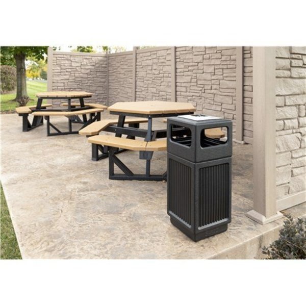 15 gal Square Trash Can, Black, 13-3/4