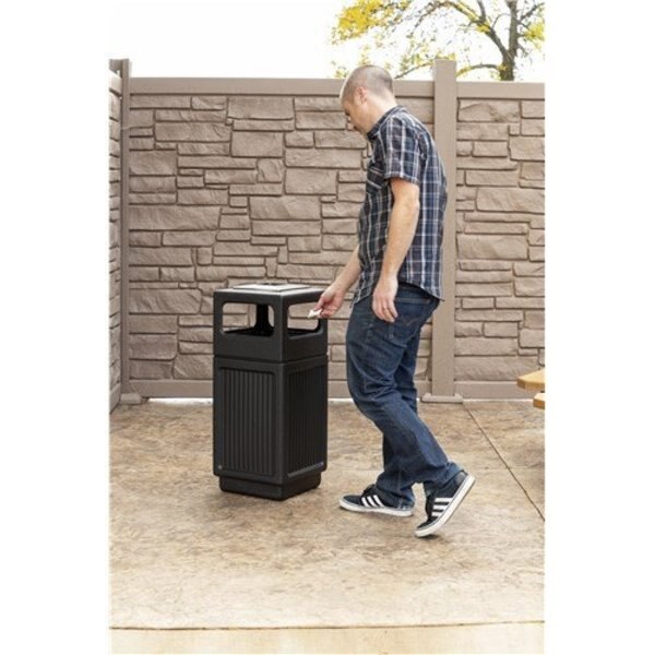 15 gal Square Trash Can, Black, 13-3/4