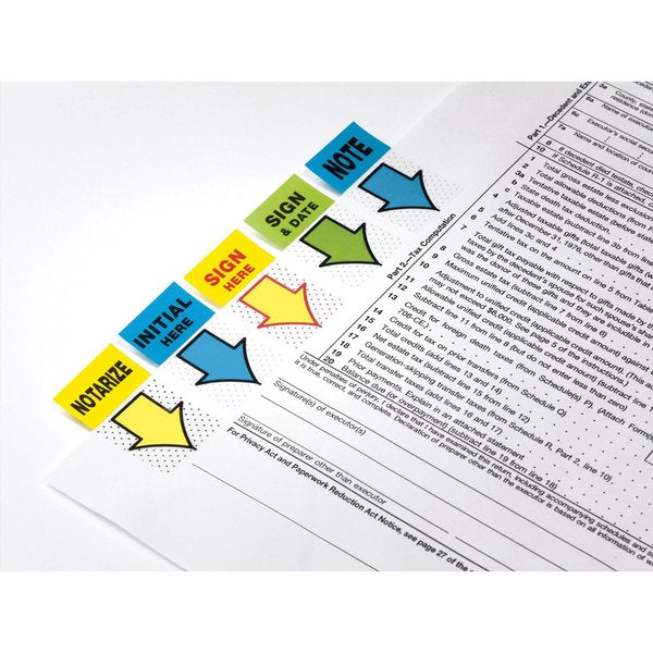 Sticky Flags, Sign Here, 1x1-3/4 In, YW, PK2