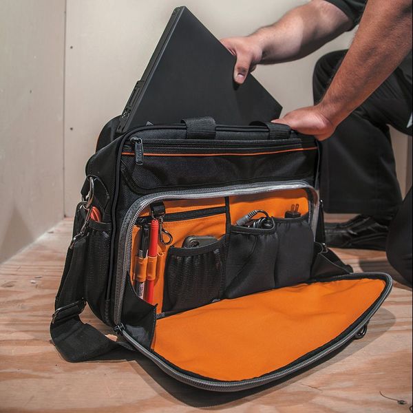 Tool Bag, Polyester, 22 Pockets, Black/Orange, 16
