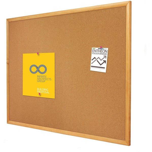 Cork Bulletin Board 3ft.x2ft., Oak Finish Frame