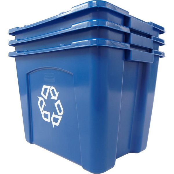 14 gal Rectangular Recycling Bin, Open Top, Satin Black/Satin Black, 1 Openings