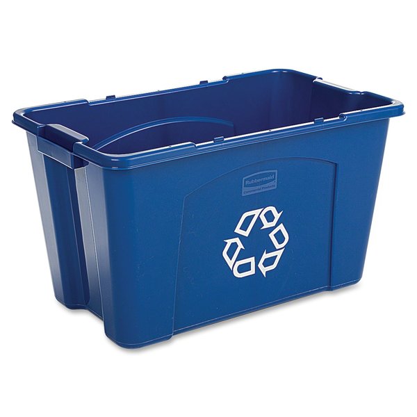18 gal Rectangular Recycling Bin, Open Top, Nickel/Nickel, 1 Openings