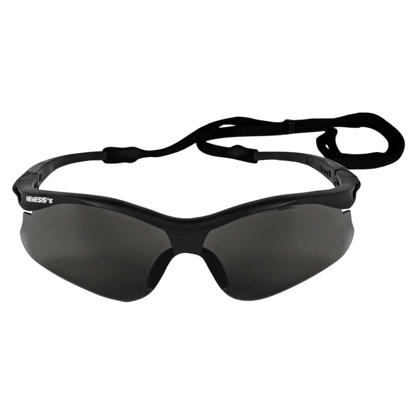 Safety Glasses, Wraparound Smoke Polycarbonate Lens, Scratch-Resistant