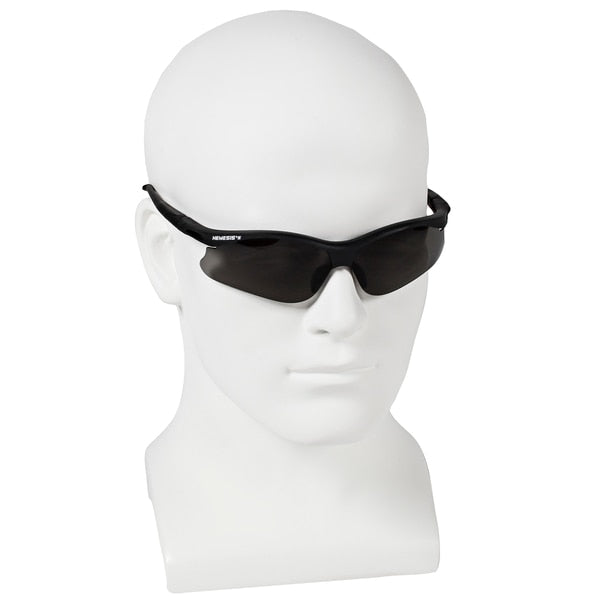 Safety Glasses, Wraparound Smoke Polycarbonate Lens, Scratch-Resistant