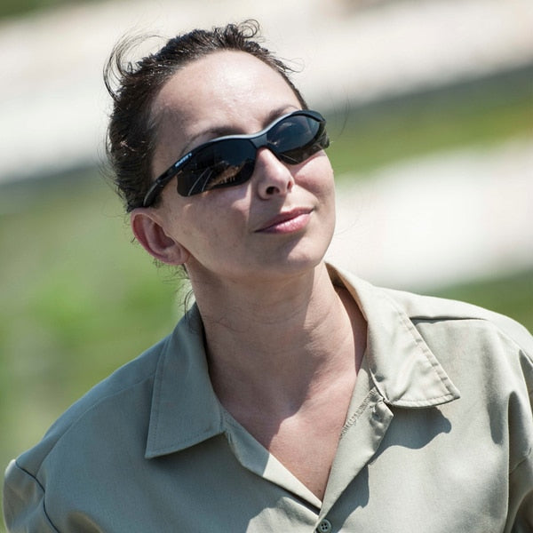 Safety Glasses, Wraparound Smoke Polycarbonate Lens, Scratch-Resistant