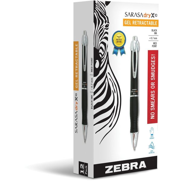 Sarasa Dry X10 Gel Retractable 0.7mm Black Dozen