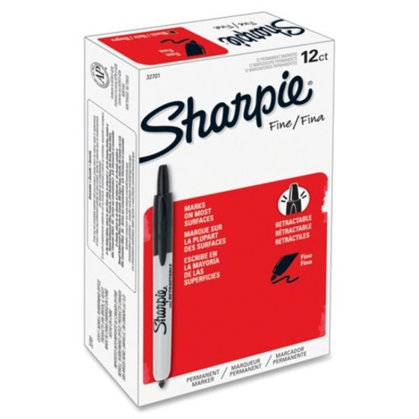 Permanent Marker, Fine Tip Black PK12