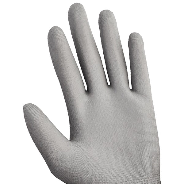 Polyurethane Coated Gloves, Palm Coverage, Gray, L, PR